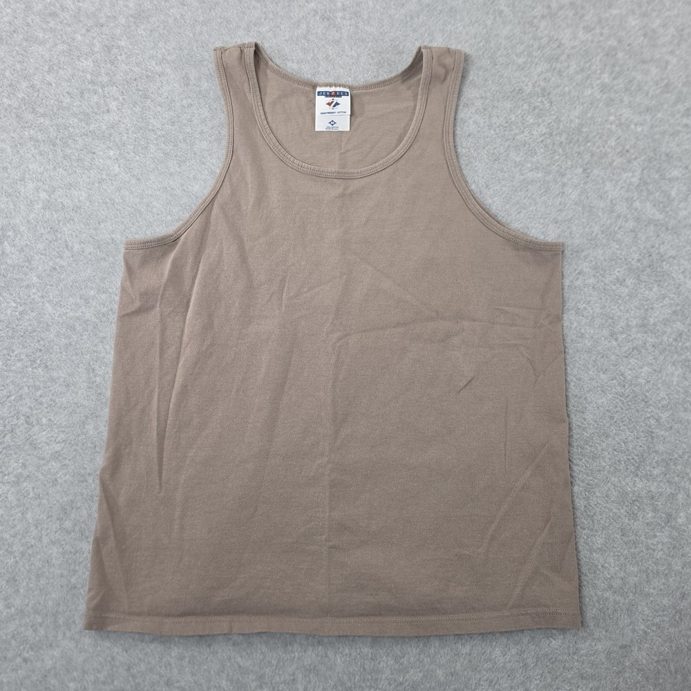 Vintage 90's JERZEES Tank Top Adult Medium Brown Blank Made in USA Cotton